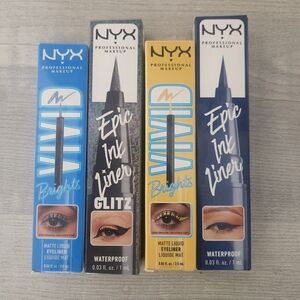 NYX Epic Ink Liner & Vivid Brights Eyeliners - Blue, Black, Yellow